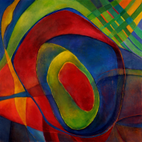 425 Stunde der Geborgenheit (3D), Acryl auf Hartfaser, 90 x 90 cm.jpg